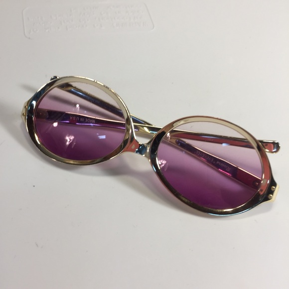 Vtg Riviera Eye-cycle Gold Tone Oval Sunglasses main image 9
